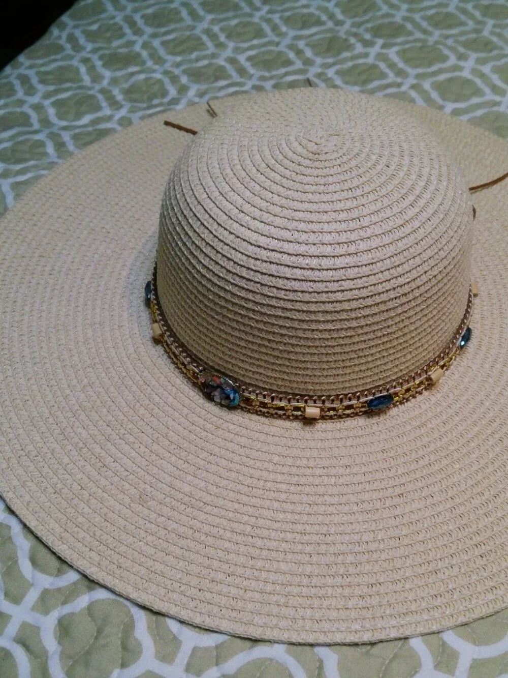 NEW HAT WITH STONE DECOR MH0103 Multi Beaded Band Floppy Hat